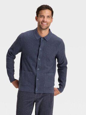 NEW Men's Collared Cardigan - Goodfellow & Co™ Cornelian Blue Small